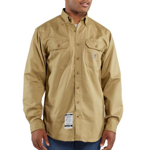 Carhartt FR Twill Button Down Shirt in Khaki
